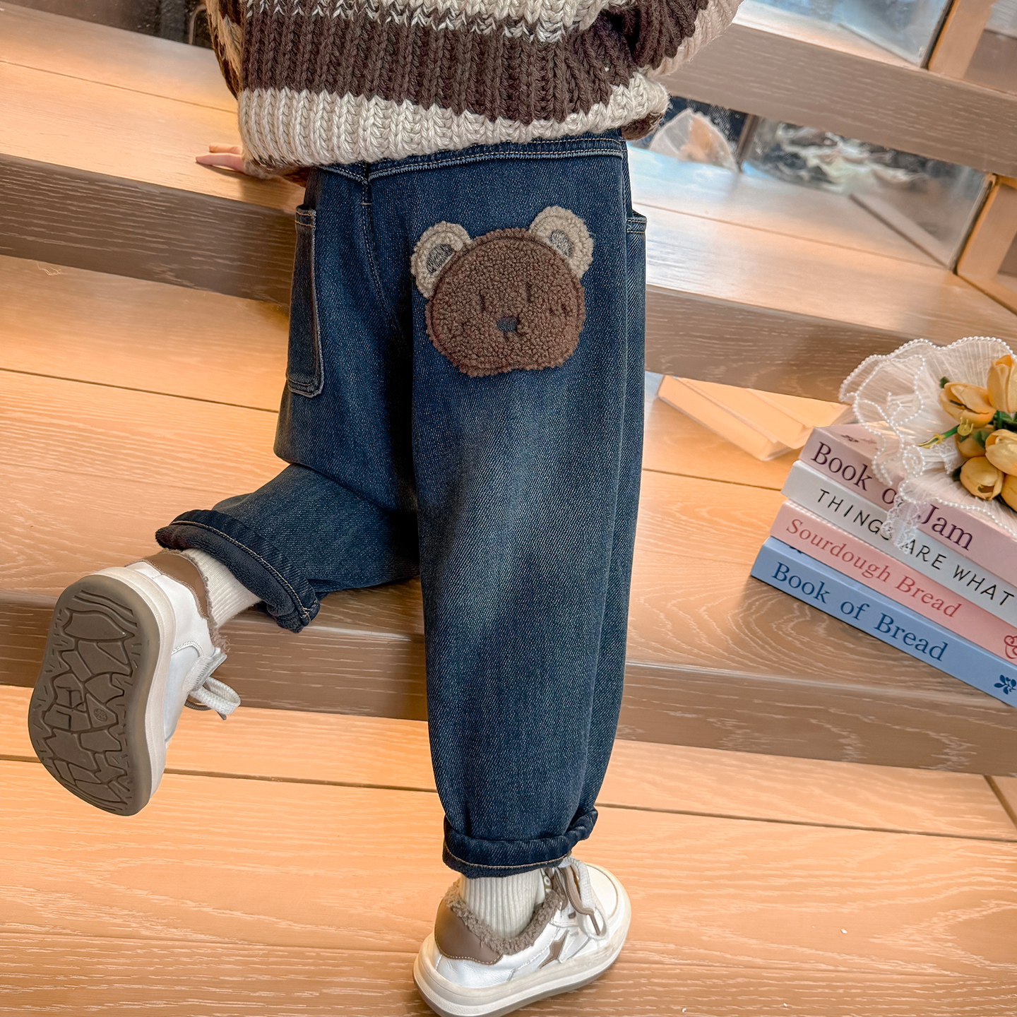 女童加绒牛仔裤儿童冬装韩版洋气一体绒裤子女宝宝冬季加厚休闲裤