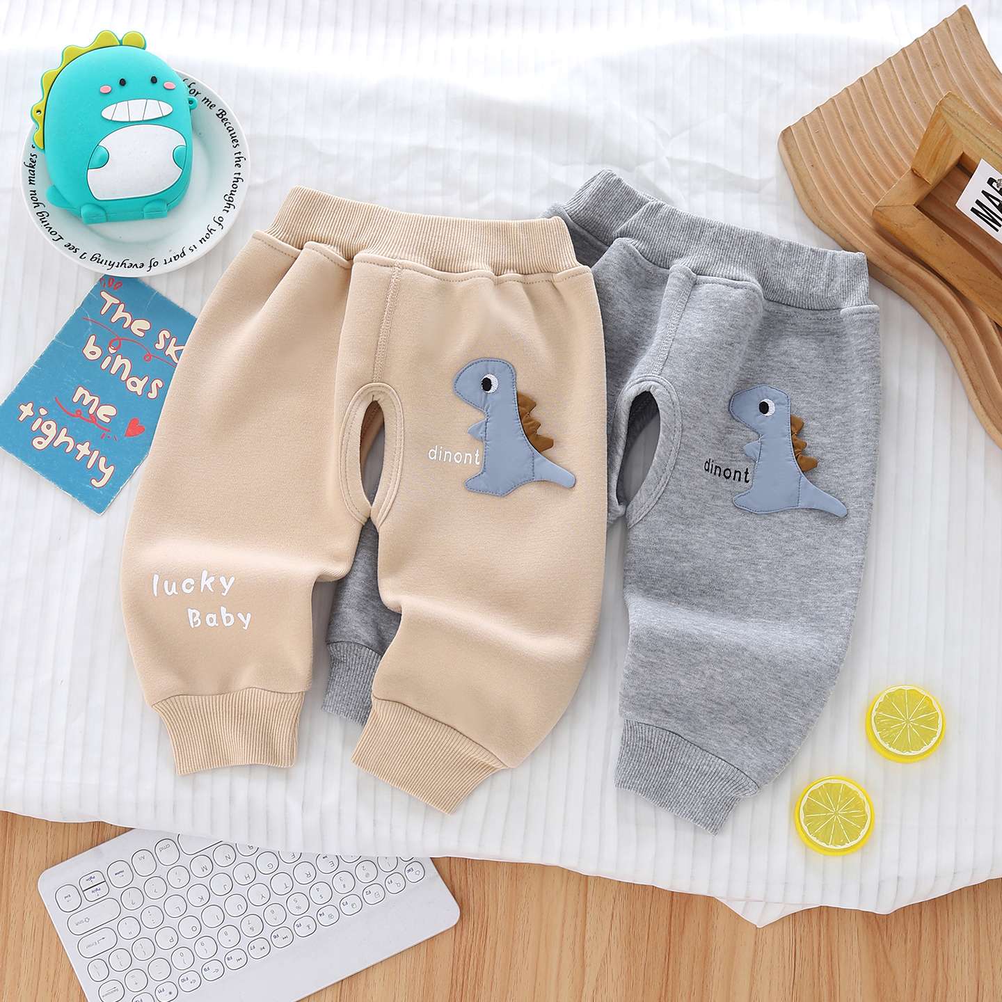 宝宝加绒裤子秋冬季外穿一体绒男女儿童开裆裤小月龄婴儿保暖卫裤