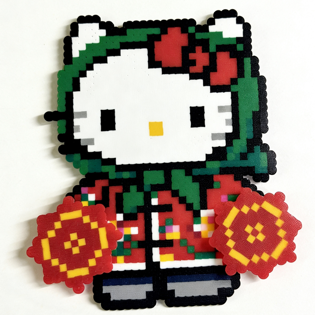 【东北kitty扭手绢】拼豆成品