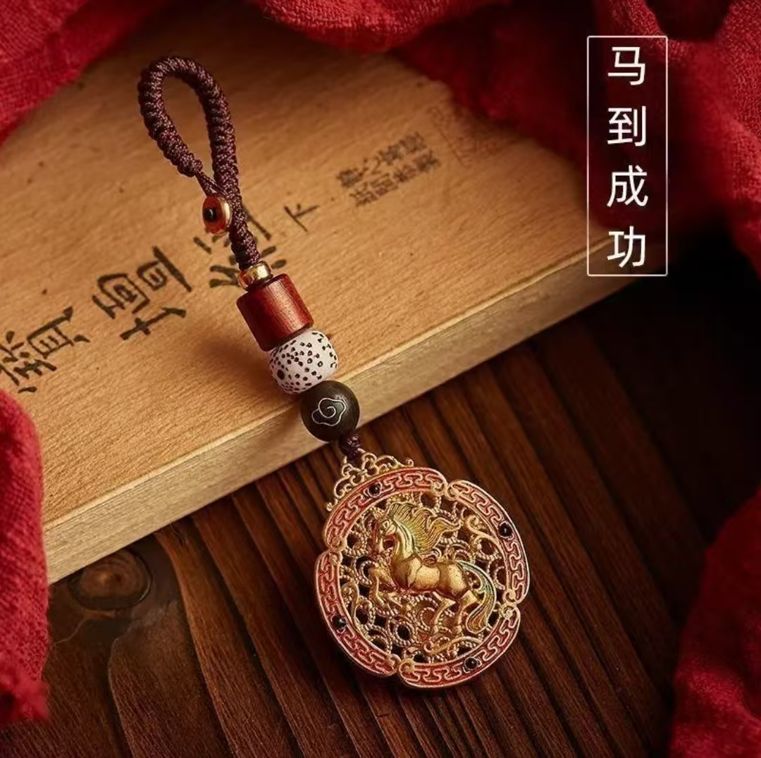 五台山手作.彩绘马到成功祥云招C好运吉祥驾车个人用品