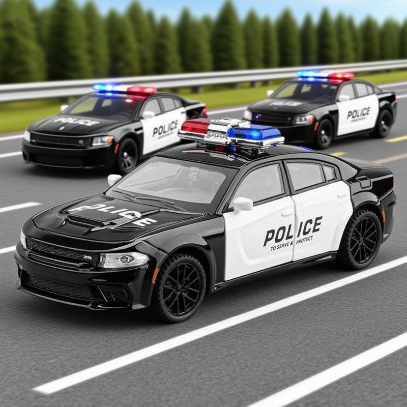 嘉业车模1:32合金汽车道奇战马地狱猫警车声光回力玩具车模型摆件