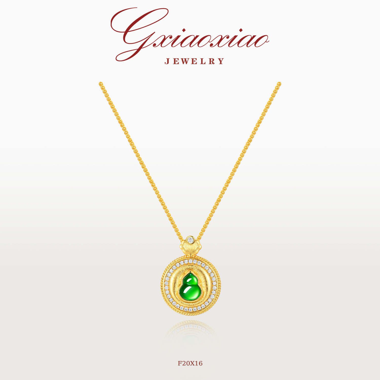 G XIAOXIAO 镀K金 新中式气质轻奢复古高级圆形葫芦项链 F20X16