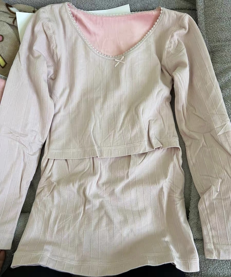哺乳保暖内衣秋衣上衣加绒加厚舒适产后喂奶衣秋冬打底女士时尚