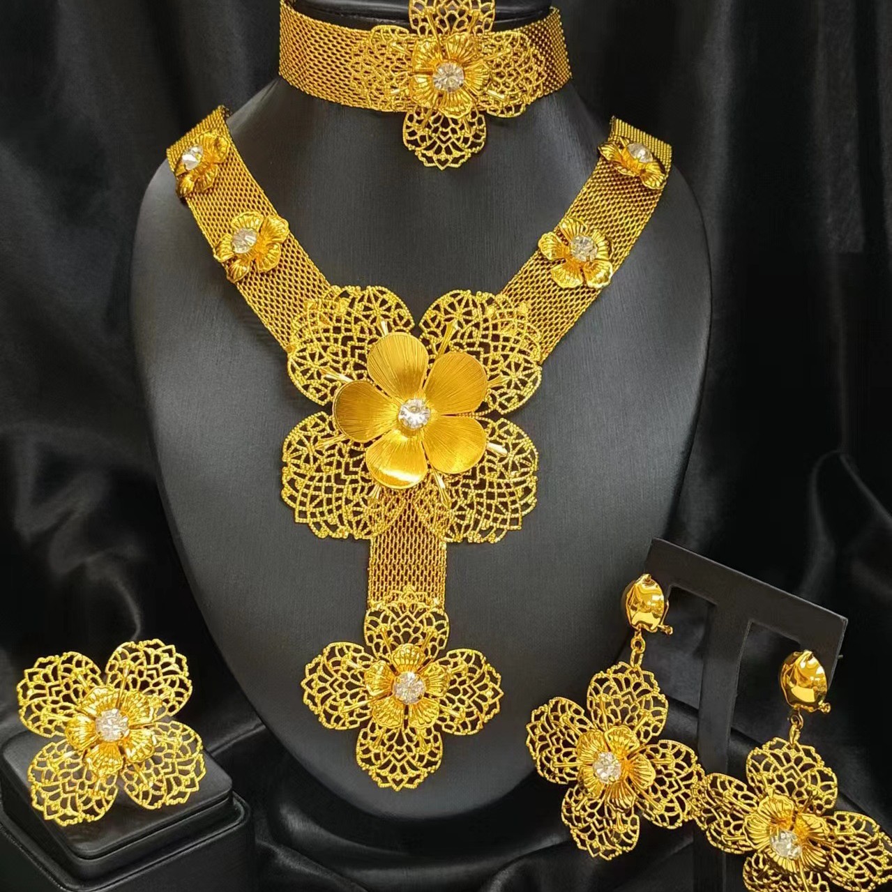 合金项链 【古米】4/28中东迪拜奢华圆圆满满四件套装首饰 气质精美