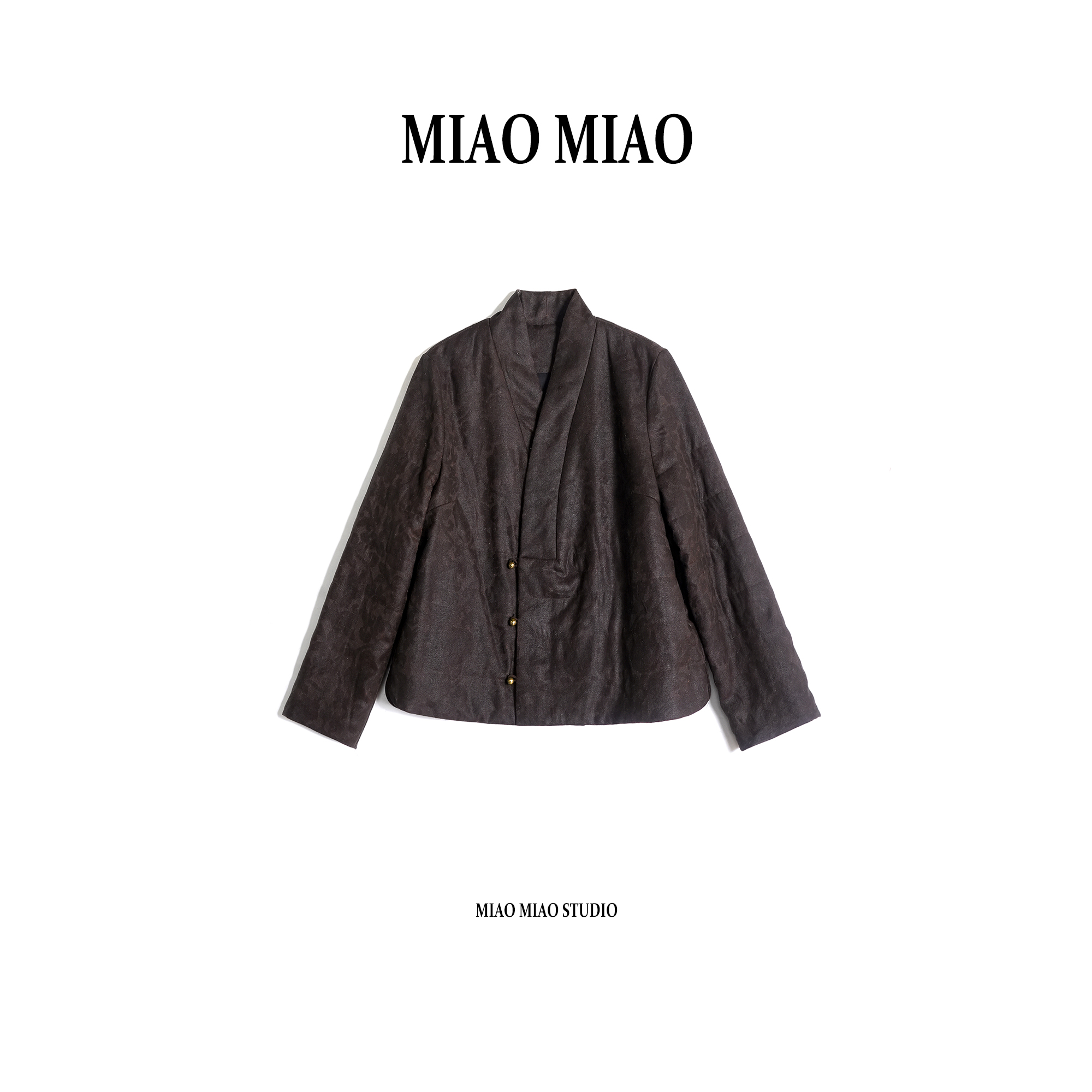 【霖华】徐淼淼冬季穿搭国风新中式龟裂纹香云纱气质上衣外套BM1628