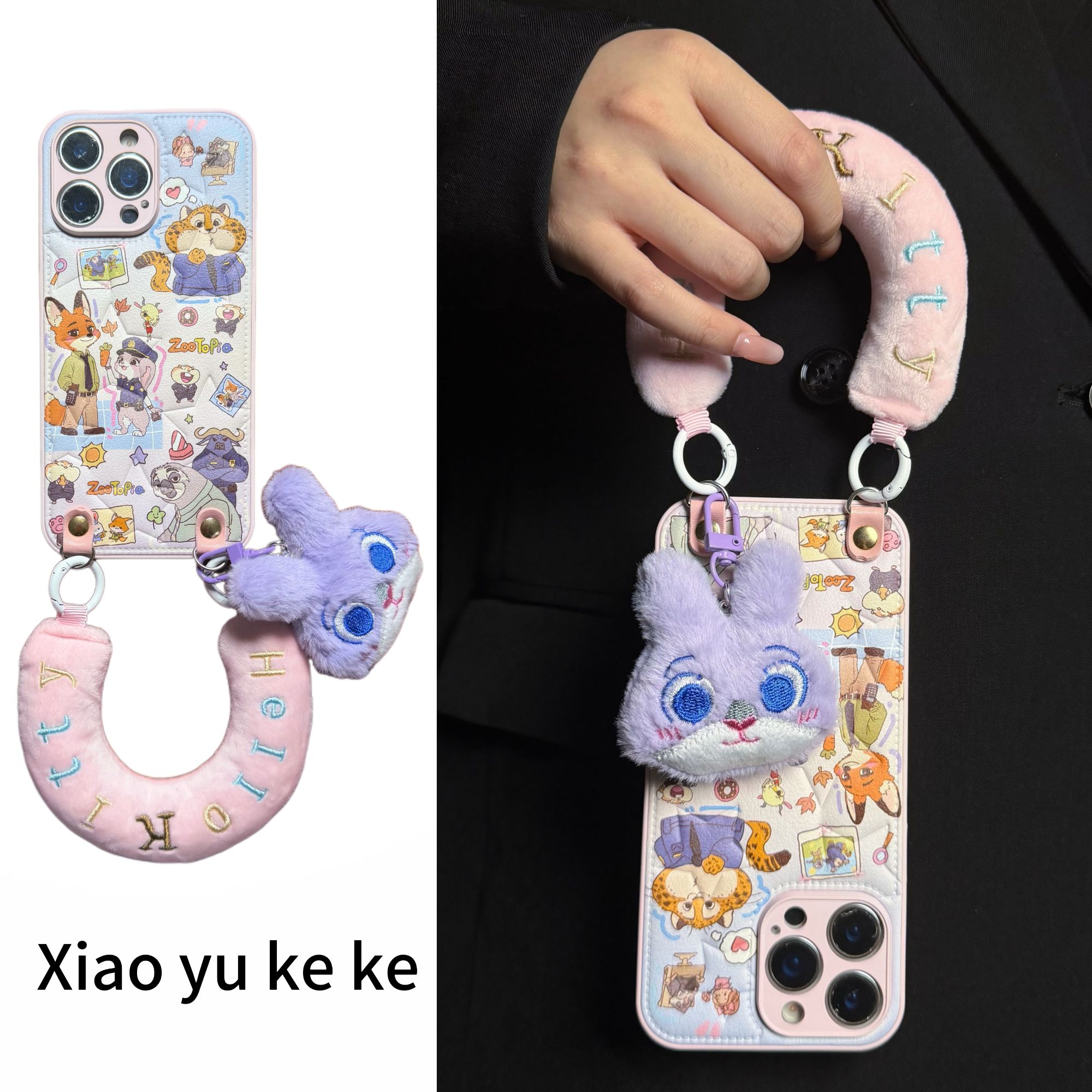 趣味渐变紫动物城家族插画适用iPhone17promax手机壳苹果16腕带15