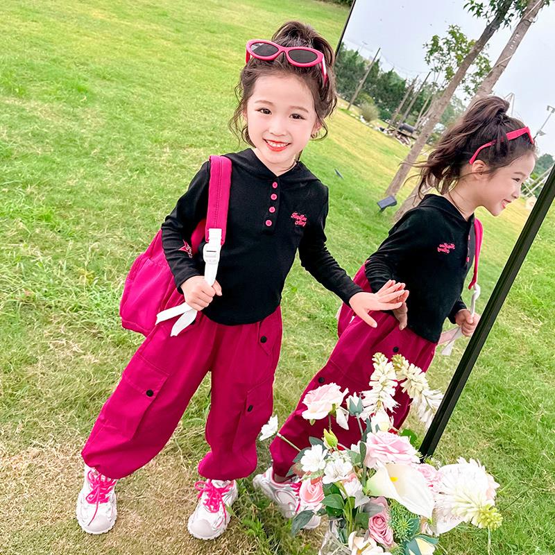 女童秋装套装2025新款儿童五角星工装裤初春秋女宝宝潮酷穿搭春秋