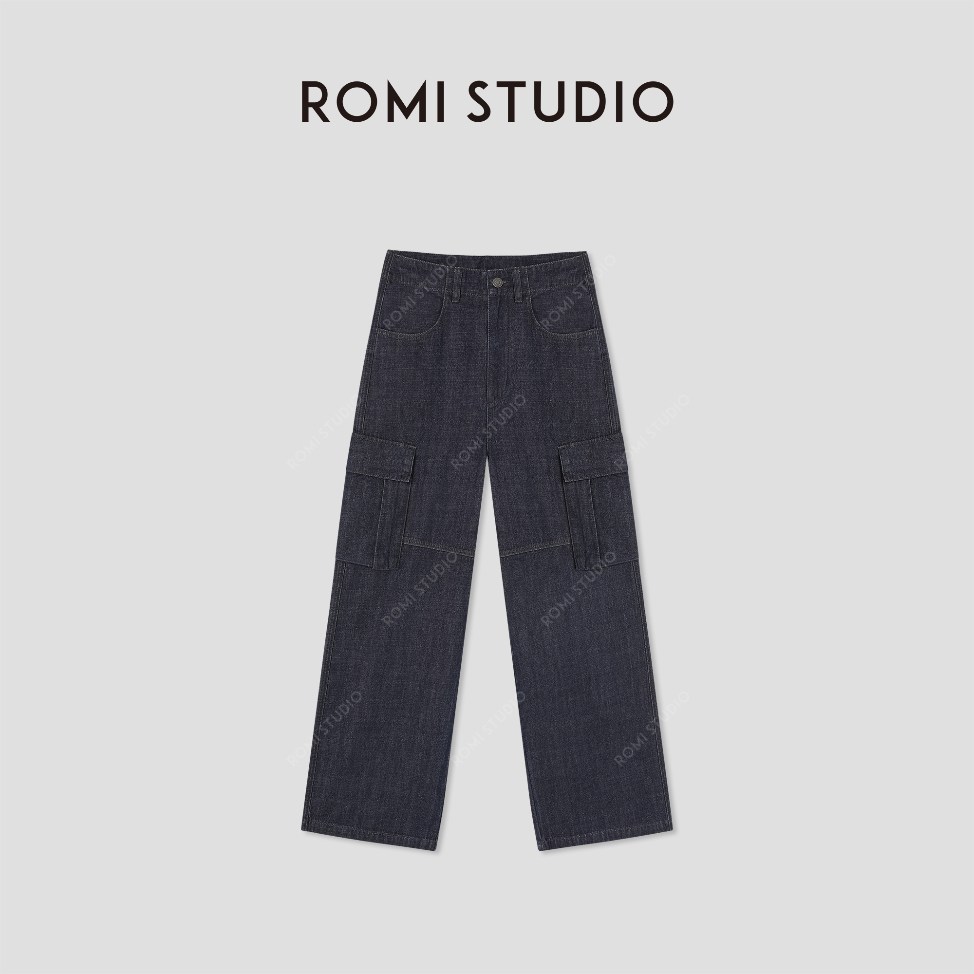 ROMI STUDIO“工装美学”舒适牛仔棉休闲多口袋工装裤RWBAX81724
