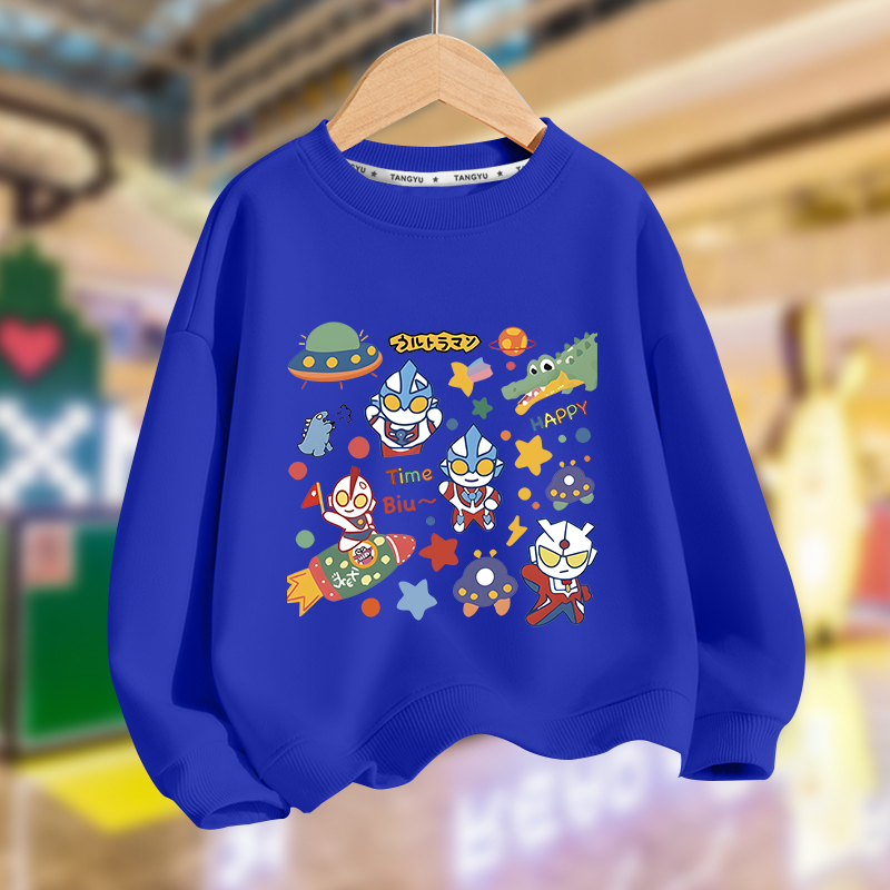 儿童卫衣男童秋季洋气新款长袖上衣中大童卡通印花休闲外套可爱