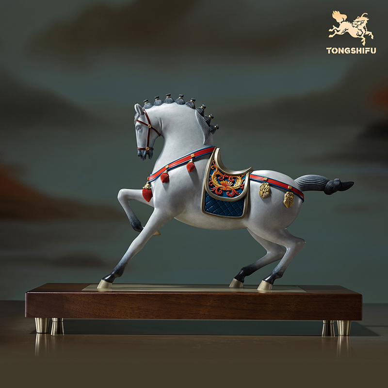 铜师傅《富贵马》客厅办公室唐马摆件装饰品 马到成功开业乔迁礼品