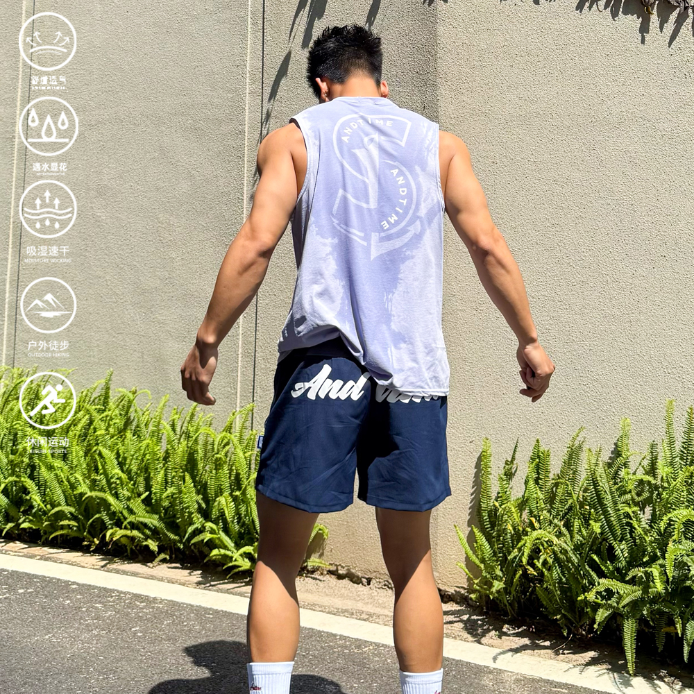 andtime美式坎肩背心遇水显印花跑步户外冰凉感运动速干无袖T恤潮