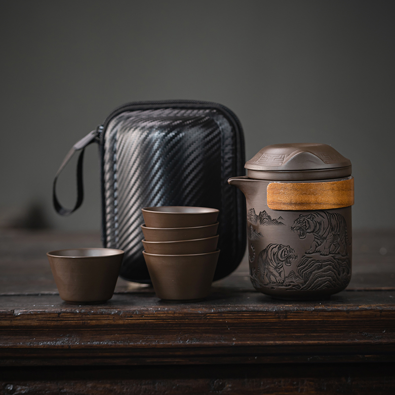 茶水分离茶具户外出差车载防烫陶瓷便携户外露营茶具套装