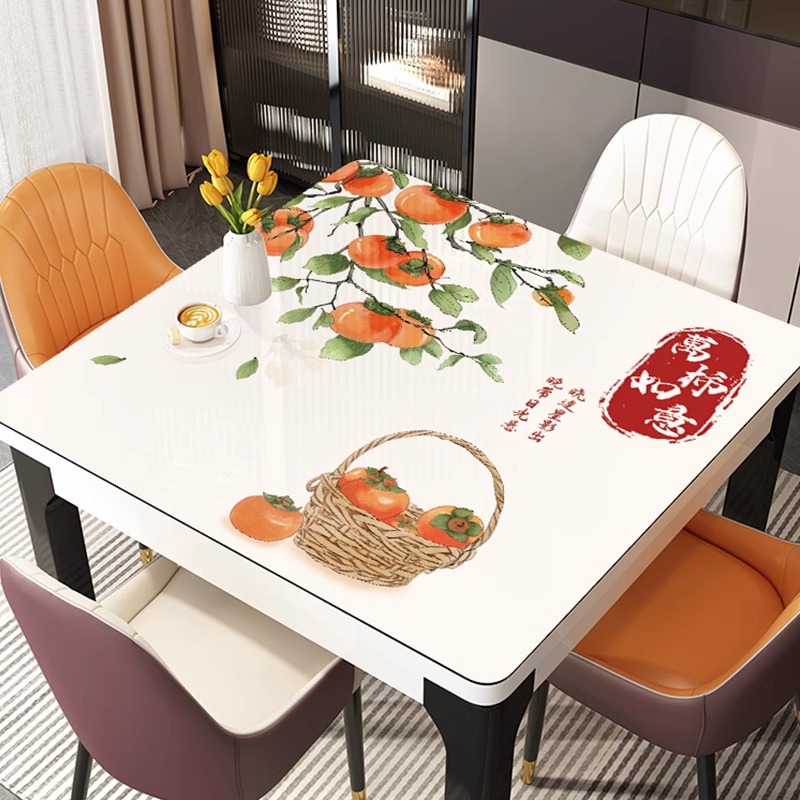 中式方形餐桌垫防水防油防烫皮革桌布轻奢茶几台布客厅桌面垫