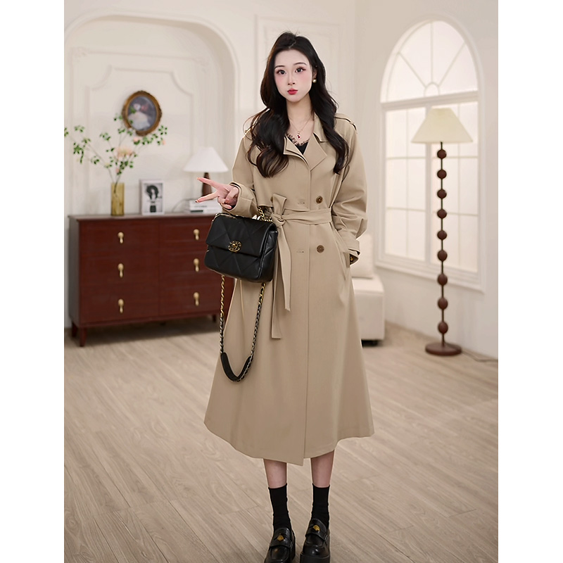 百家好秋季流行风衣女中长款2025春秋新款垂感气质显瘦英伦风外套