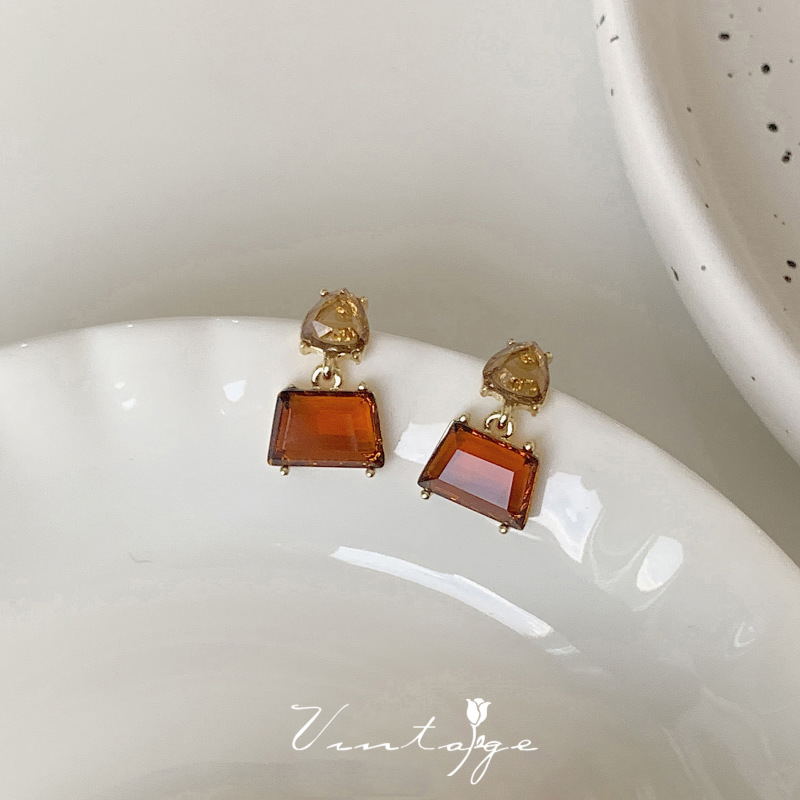 合金耳饰 「水晶方糖」雅丹蚊香盘耳夹女无耳洞复古耳环女气质耳夹