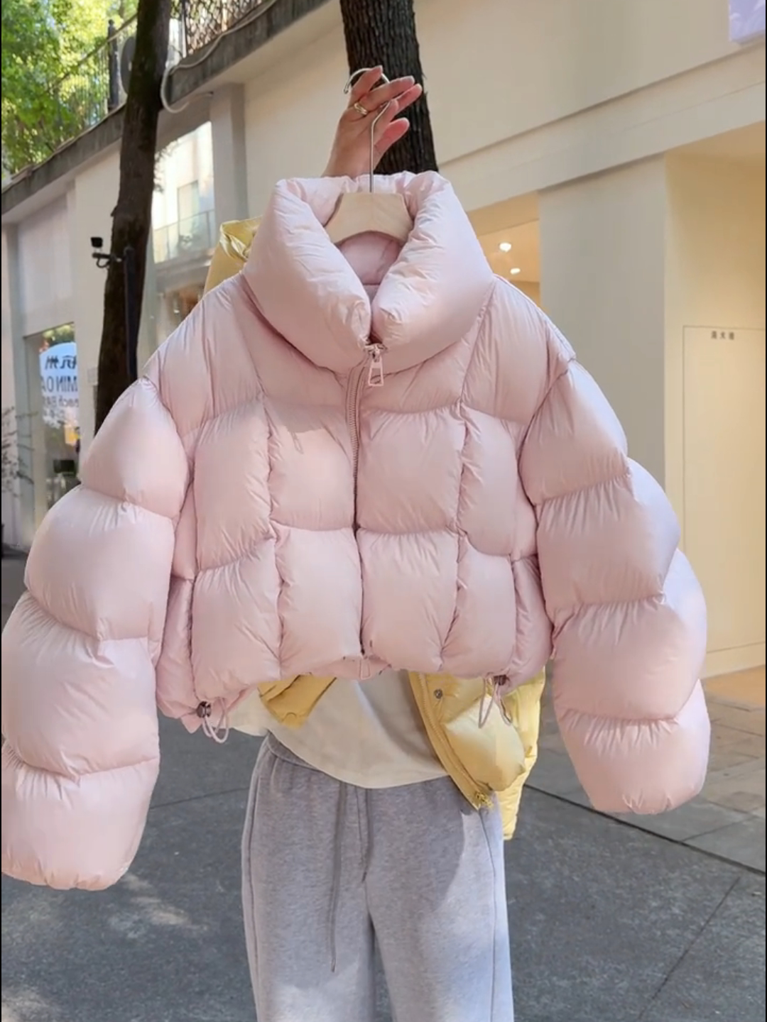 韩版超好看奶油粉短款棉服女2025冬季新款立领加厚保暖面包服外套