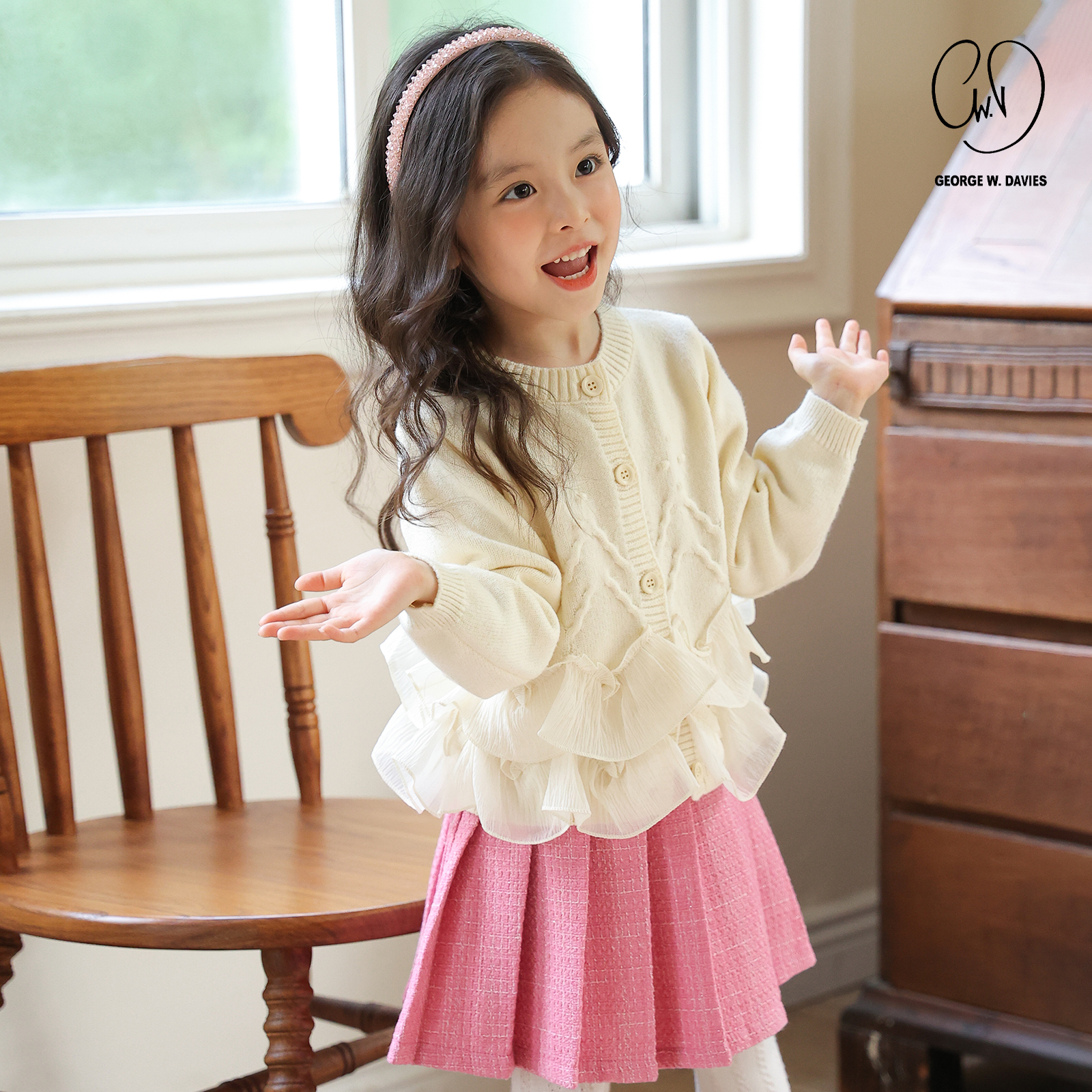 GEORGE W.DAVIES秋款上新女童毛衣女童开衫毛衣儿童毛衣童装