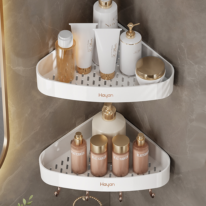 化妆室厕所置物架免打孔壁挂三角洗手间浴室洗漱台挂墙架子收纳层