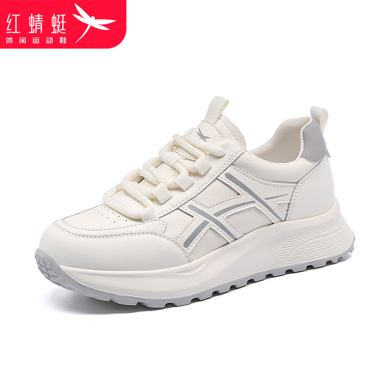 红蜻蜓厚底软底运动休闲板鞋2026新款春秋爆款百搭内增高小白鞋女
