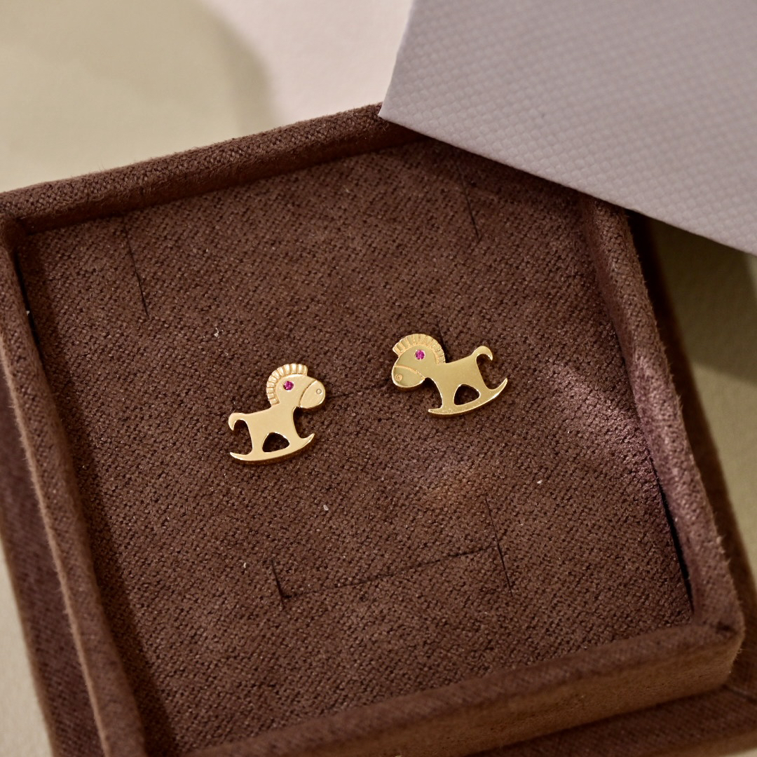 【JSZ】18k金小马螺丝耳钉，新年必备单品