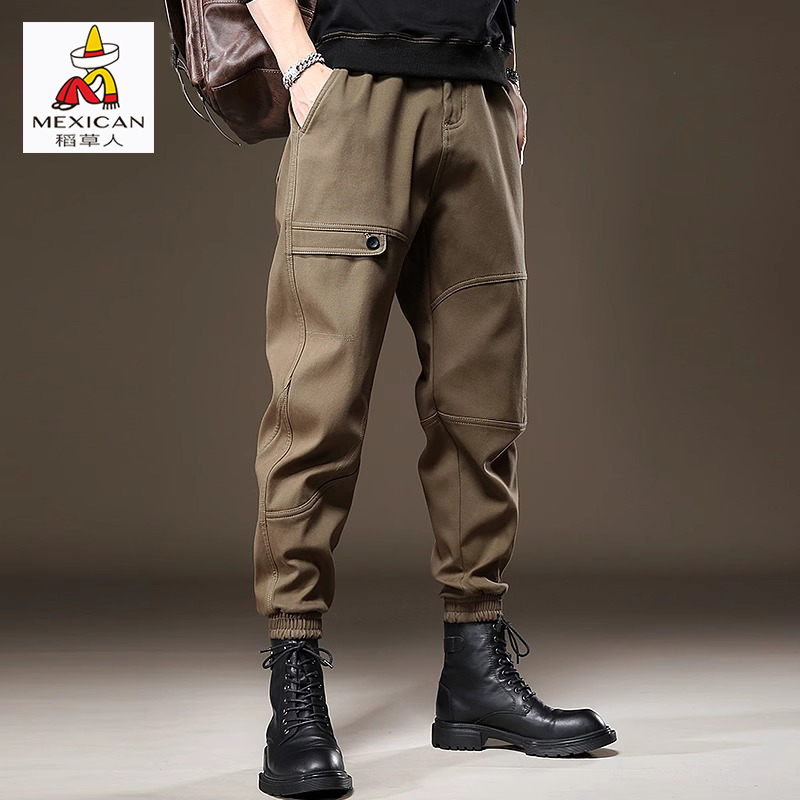 稻草人美式工装裤男2025春季款休闲裤男士潮流哈伦束脚运动长裤子
