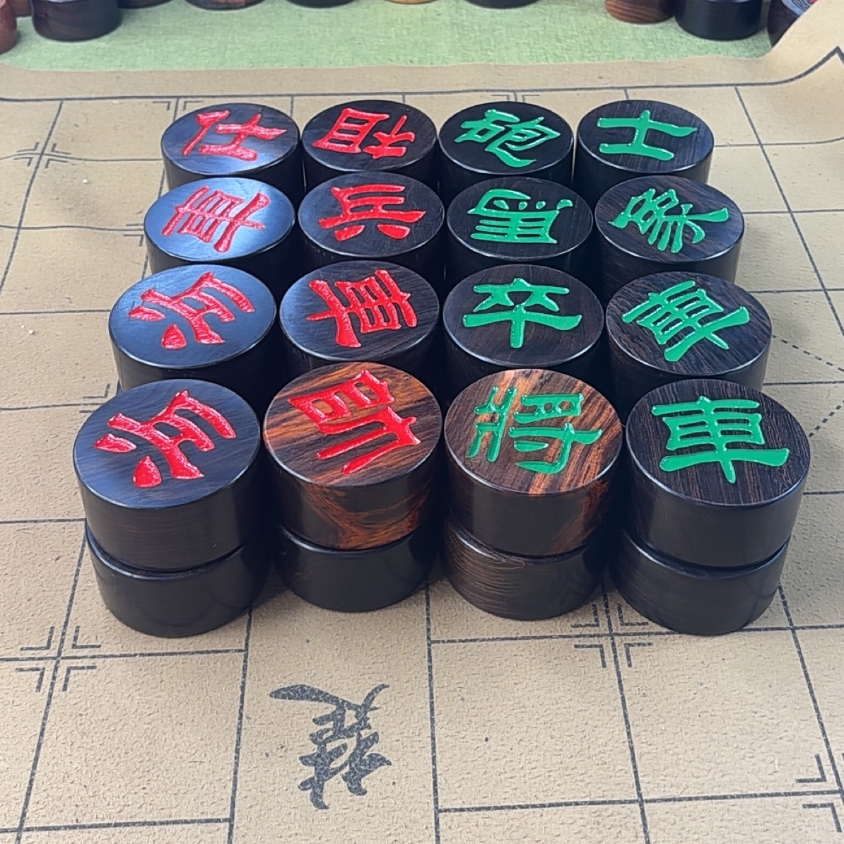高档大号中国象棋紫光檀柱形拼色【大红酸枝将帅】适合成人收藏送礼
