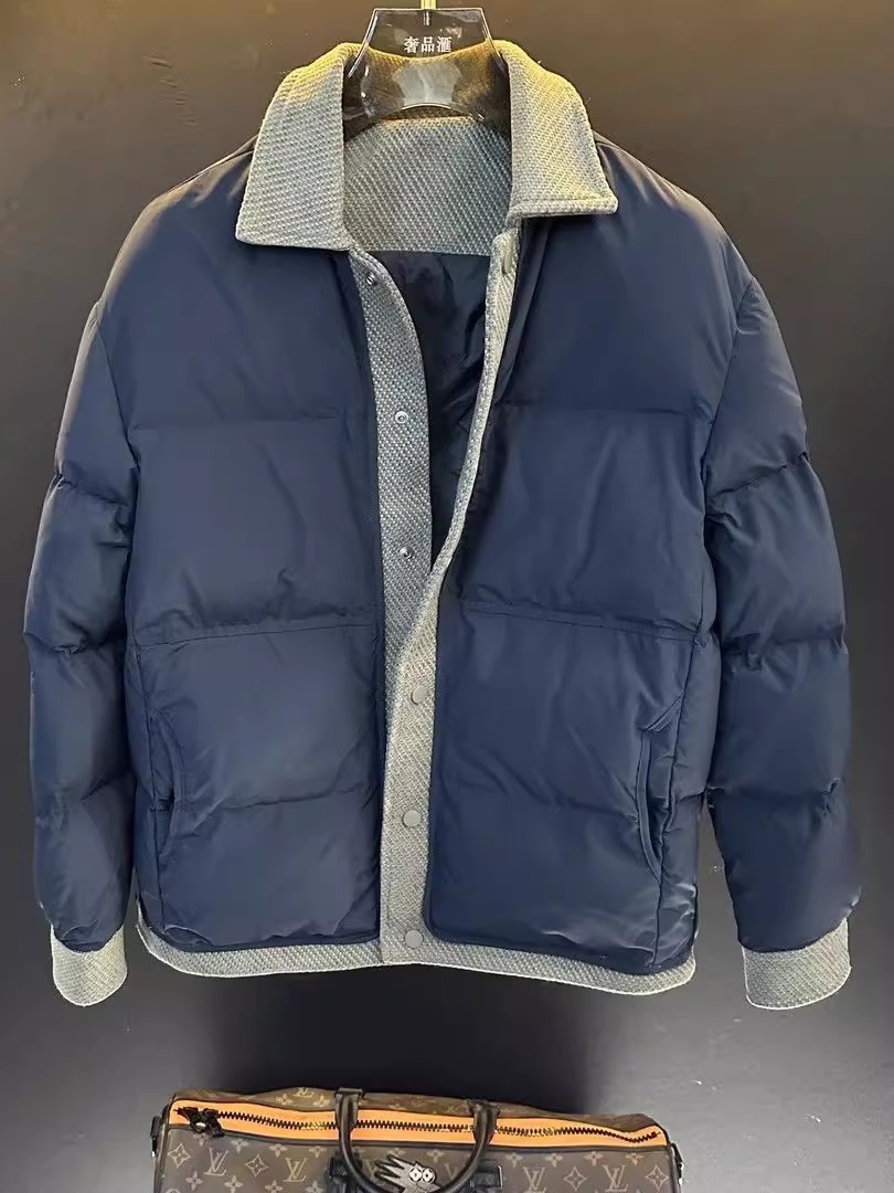 2025冬季设计感拼接翻领宽松棉服男士潮牌百搭款加厚保暖棉衣外套