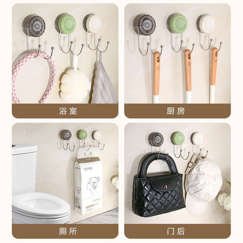 吸盘门后挂钩挂衣架卫生间收纳免打孔玄关衣帽吊衣架强力承重壁挂