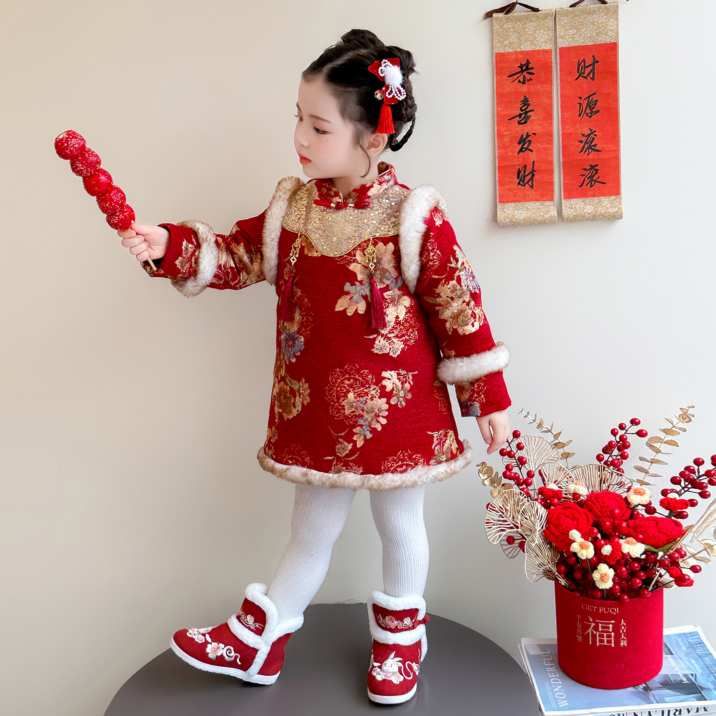 高品质拜年服儿童女童国风旗袍汉高品质拜年服女童国风旗袍汉服服