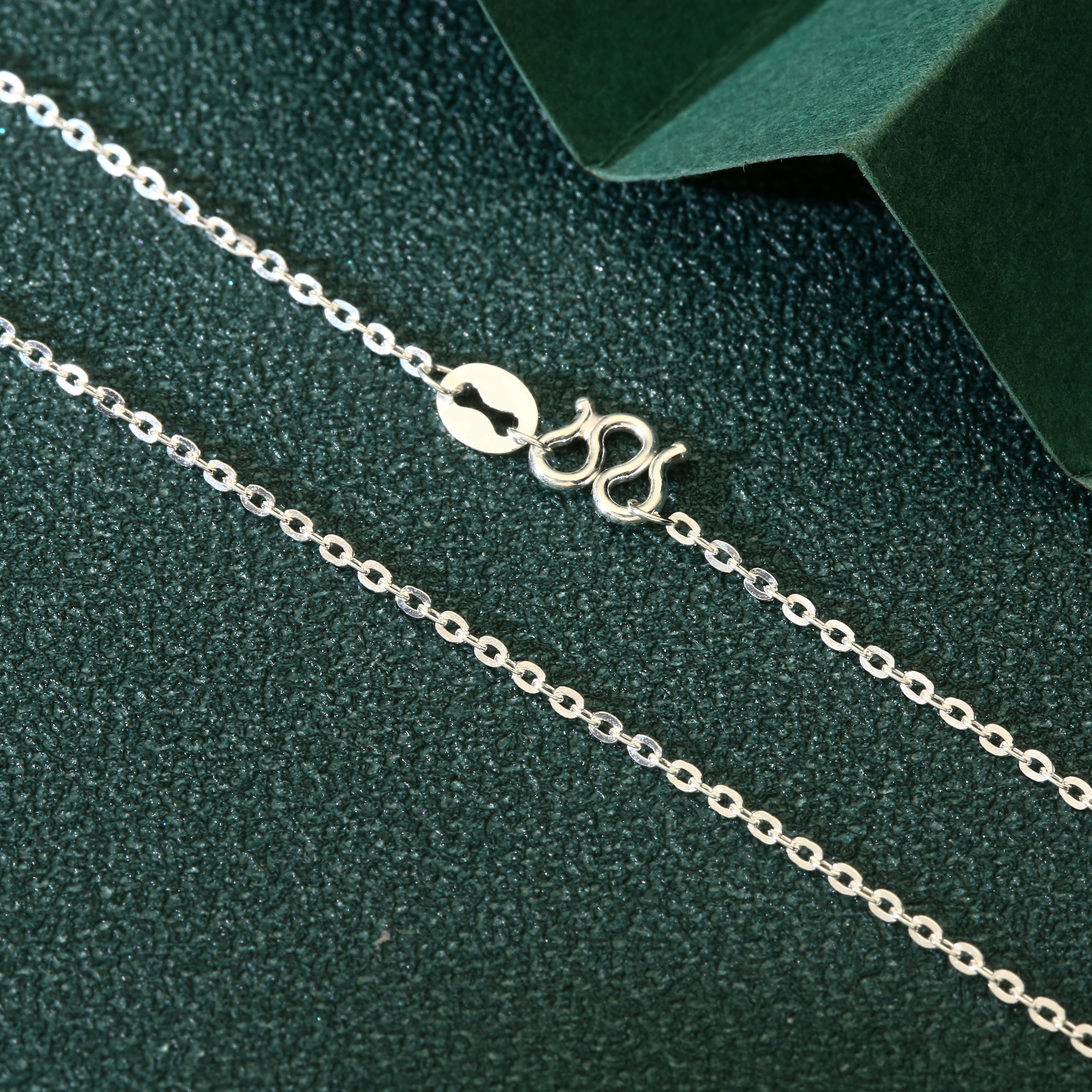 链子足银 999十字项链百搭气质时尚简约经典M扣小众O字素链银色