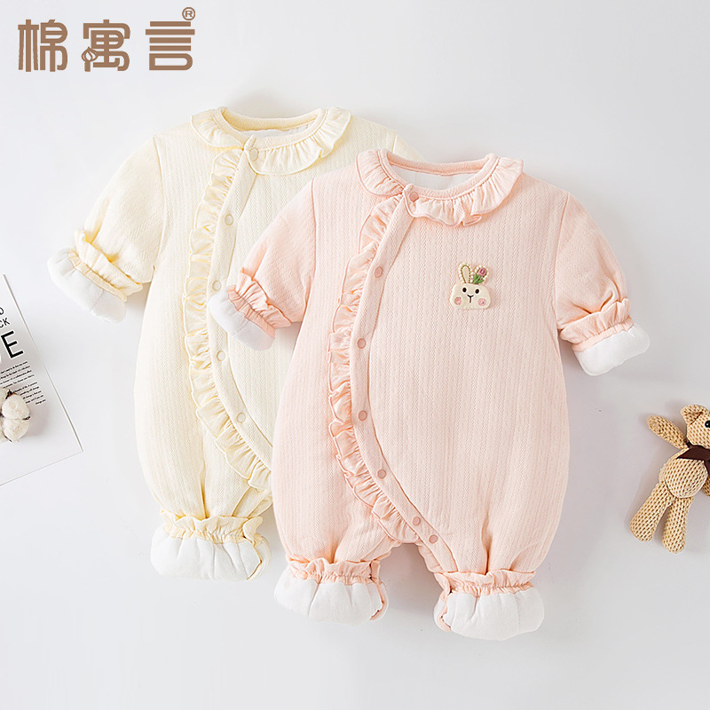 2025婴儿连衣冬季婴幼儿衣服秋冬外出可爱爬爬服女宝宝夹棉哈衣冬