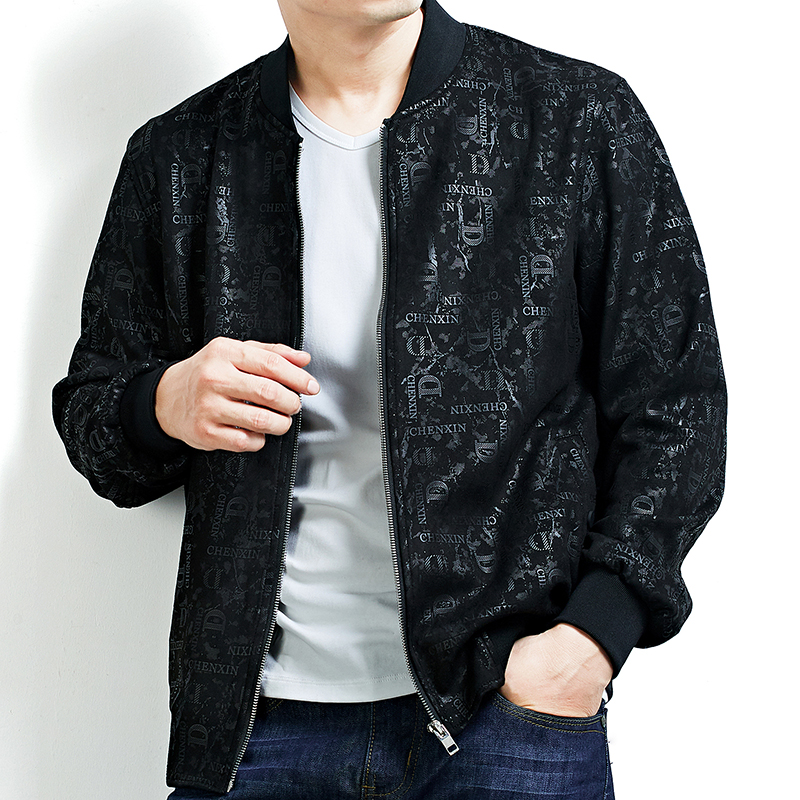 秋季男士加肥加大码商务休闲夹克棒球领设计宽松遮肉显瘦胖子外套