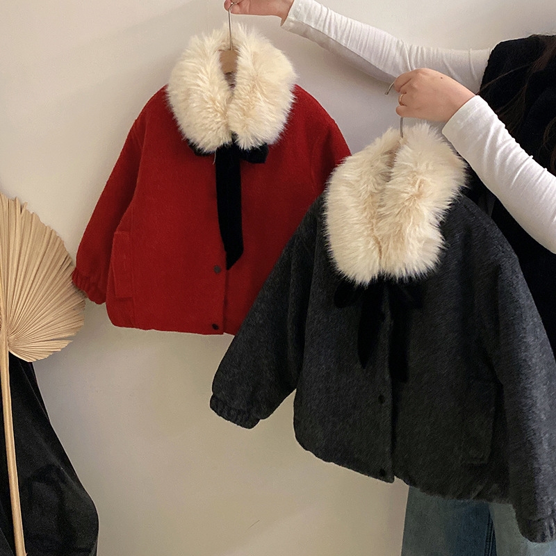 【安安家】女童韩系2025冬季新款洋气毛领加绒外套中大童潮Z-KXE49