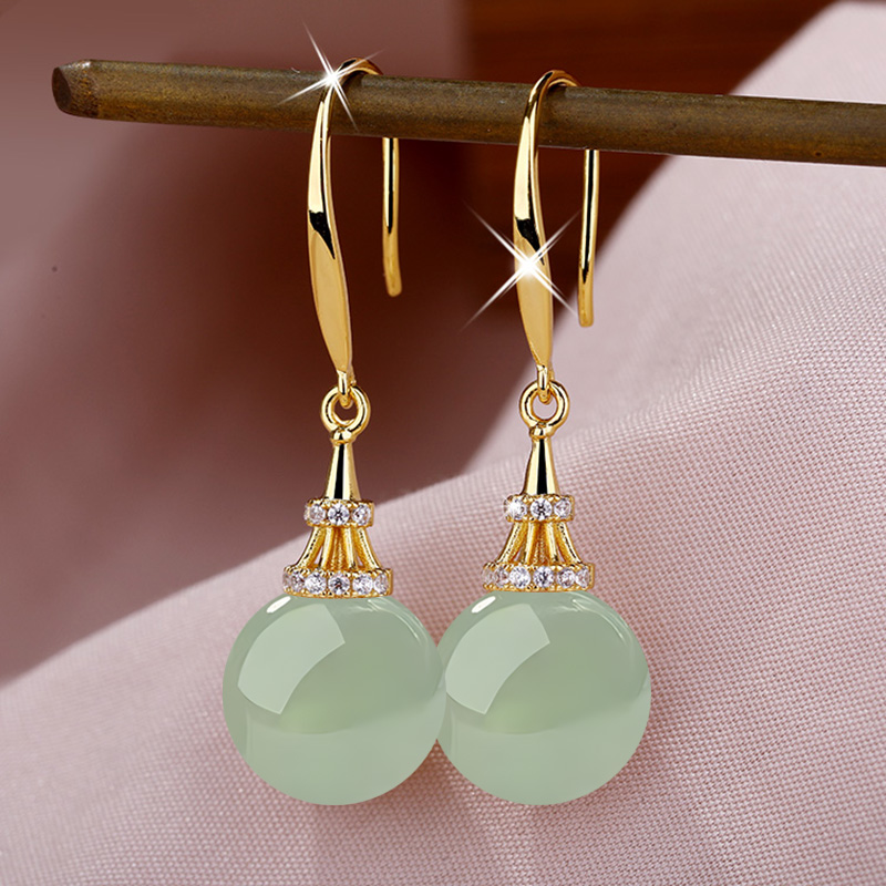 925银合成锆石耳饰 纯银耳环轻奢古风耳坠妈妈气质女款百搭复古潮