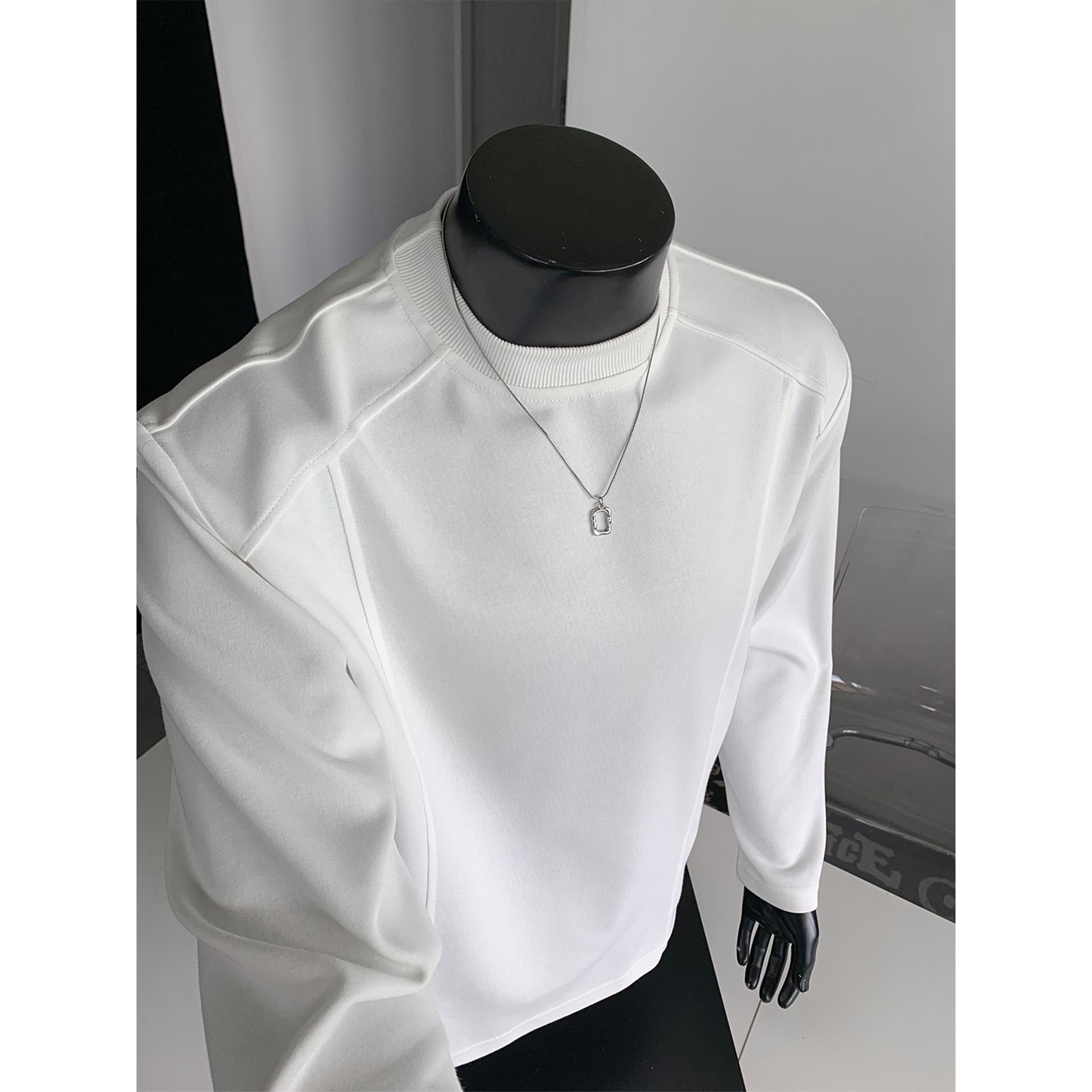 【奥莱撤柜】美式重磅正肩长袖t恤男春秋白色内搭打底衫潮流cleanfi