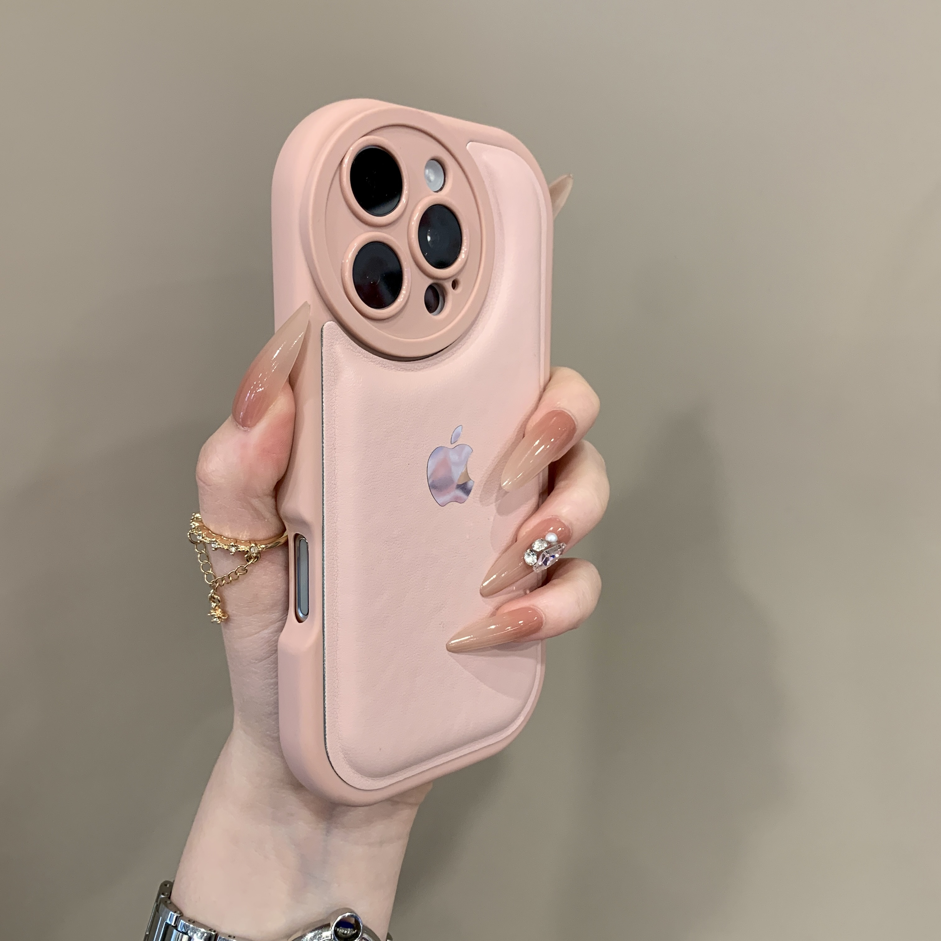 小众气垫皮纹防摔适用iPhone16promaxpro网红手机手机壳苹果13