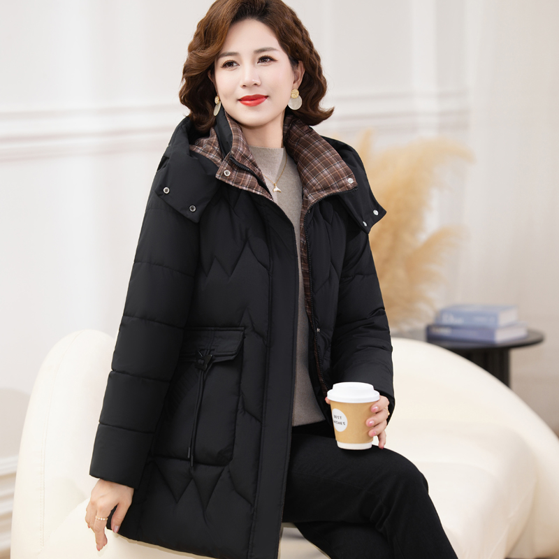 中老年棉衣女40-50岁大码棉服女中长款宽松妈妈装老年人棉袄