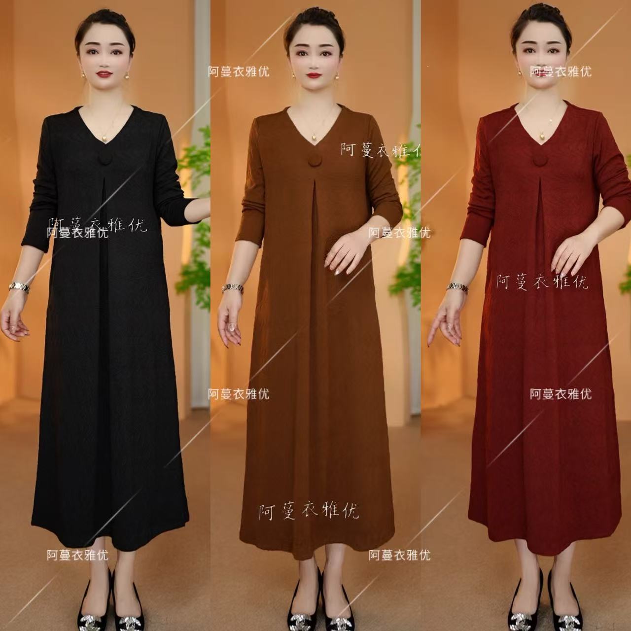 【衣雅严选】8189-2315#新款宽松遮肉时尚立体浮雕花加厚连衣裙