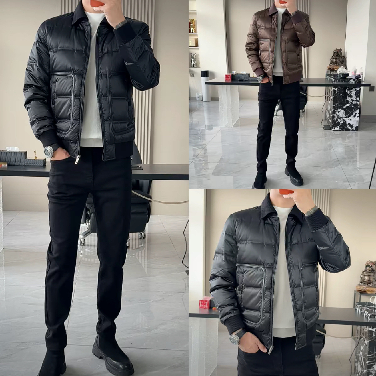 高奢欧品白鸭绒男士翻领夹克羽绒服-5112