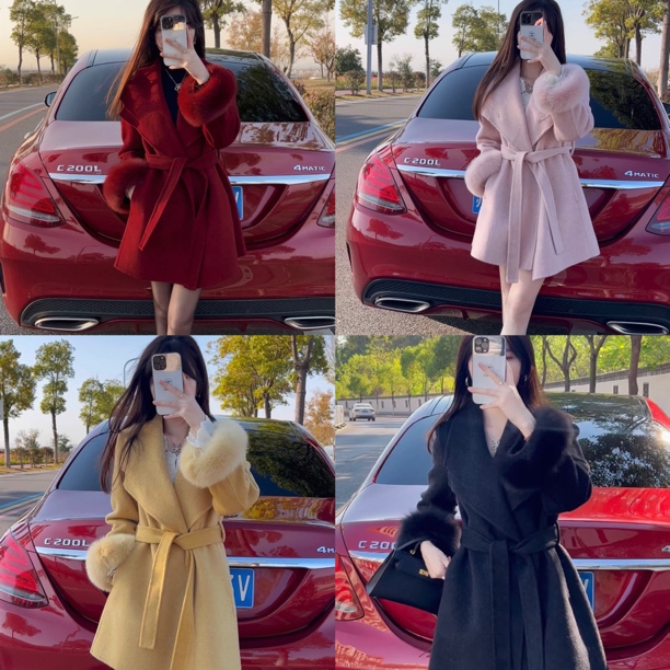 双十二秋冬女中长款双面羊毛外套网红显瘦大衣气质优雅百搭时尚