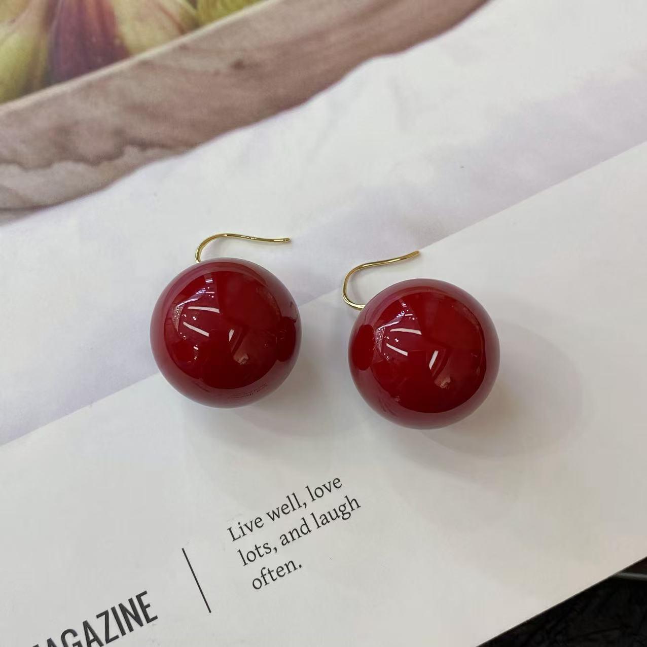 铜合金耳饰 挂钩款大珠高跟鞋16-22mm通勤时尚耳环2025年新款复古