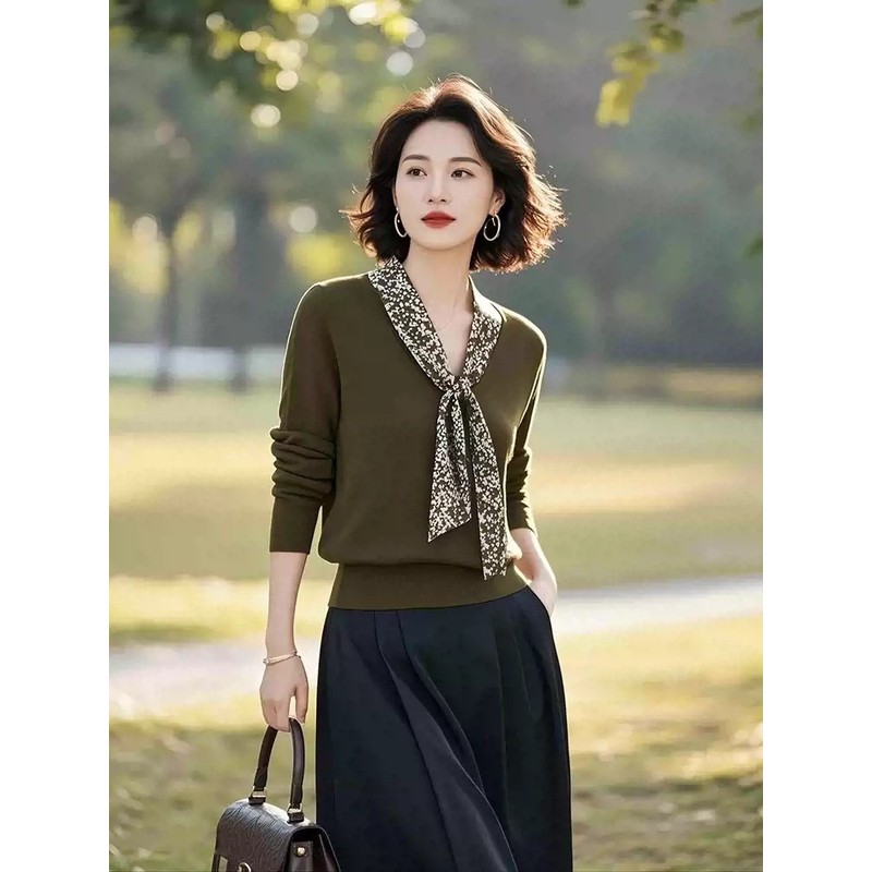 洋气欧货潮时髦超好看时尚中年妈妈毛衣高端精致针织打底衫女早春