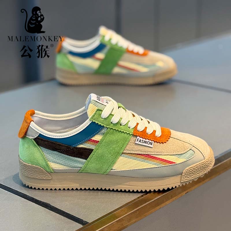 公猴男鞋秋季透气布面拼接休闲阿甘鞋百搭轻便运动帆布板鞋男G08