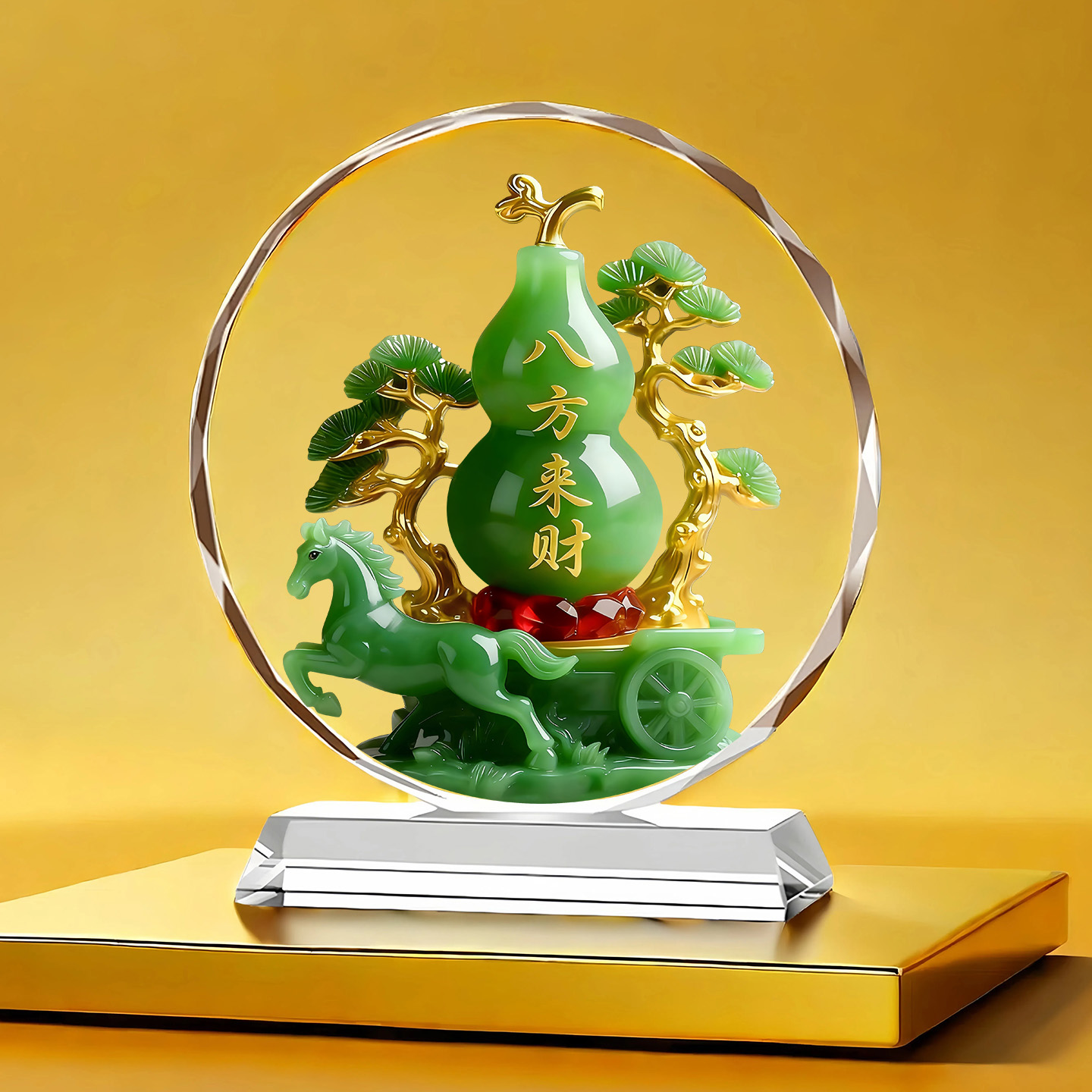 八方来财水晶摆件客厅老板办公室装饰品摆台公司开业大吉送礼摆台