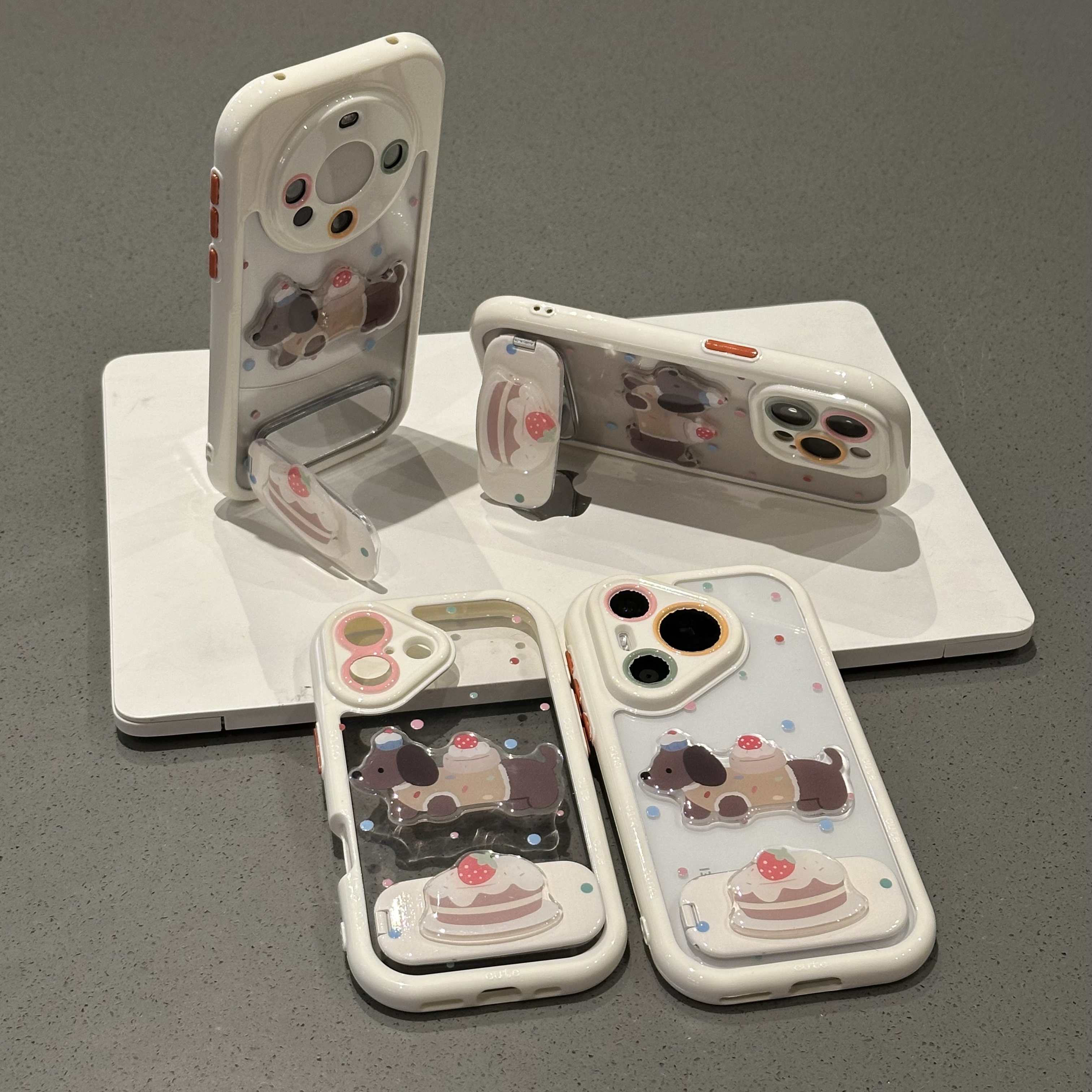 欧克里里波点蛋糕狗狗支架适用苹果16/15手机壳华为vivo小米oppo