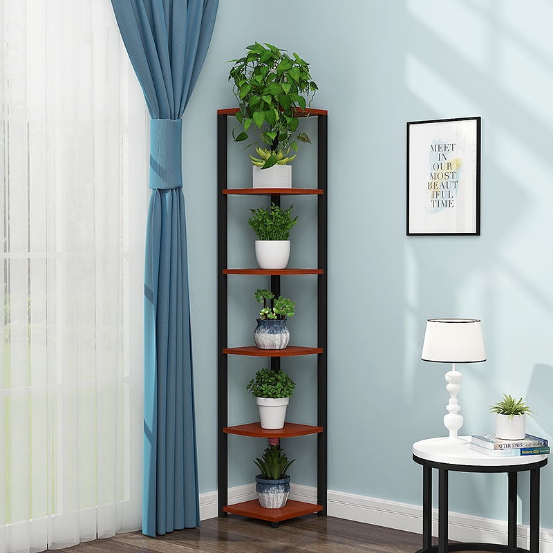 转角墙角置物架落地储物架书架三角多层客厅阳台室内植物三角形架
