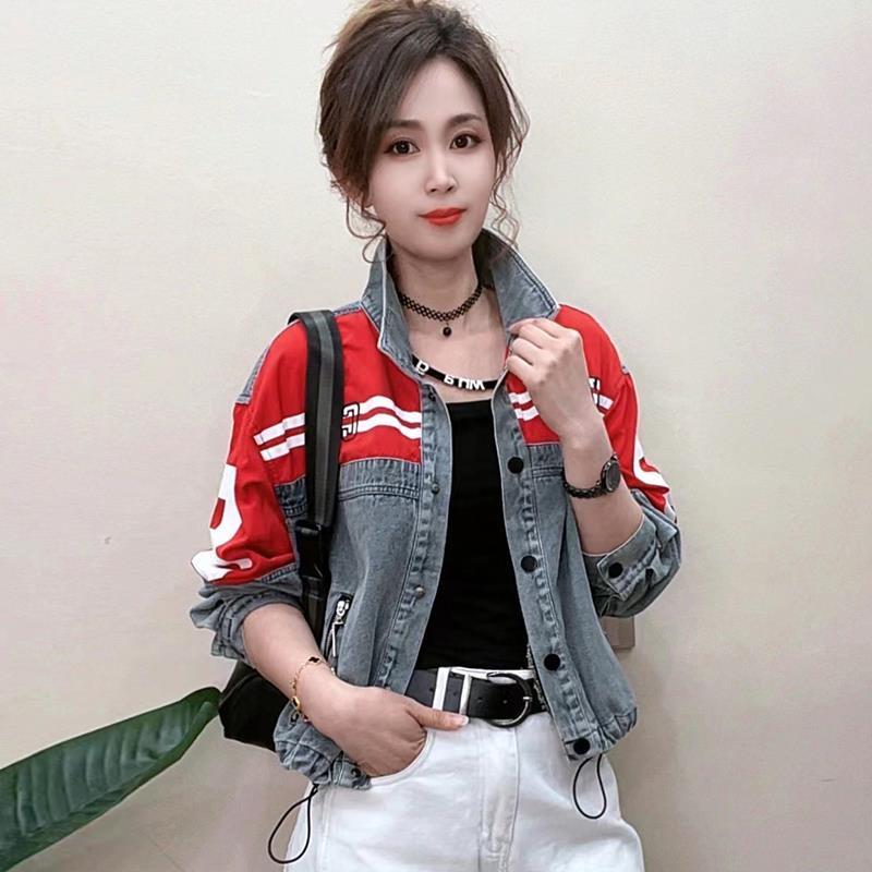 牛仔短外套女2025春秋季新款欧版时尚撞色拼接设计感百搭夹克上衣