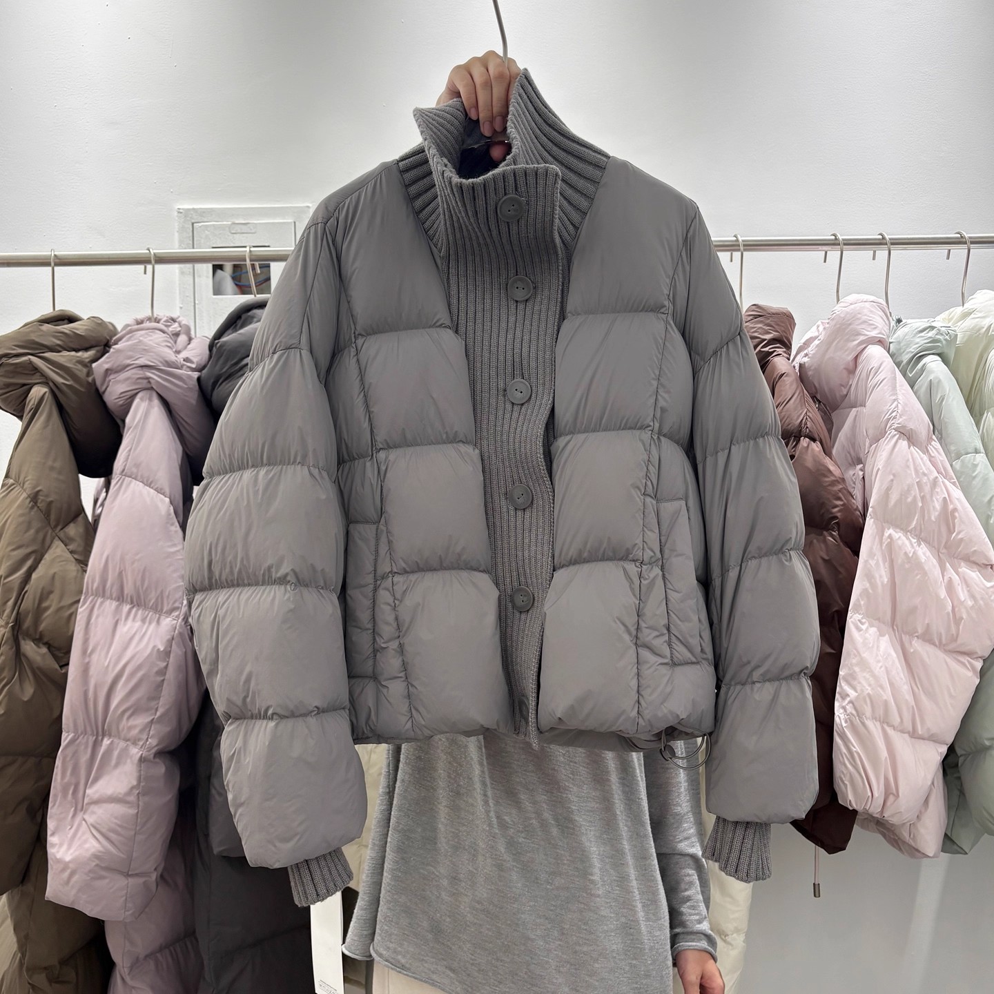 MISU/糜素冬季2025爆款休闲百搭针织拼接手塞加厚保暖衣短外套