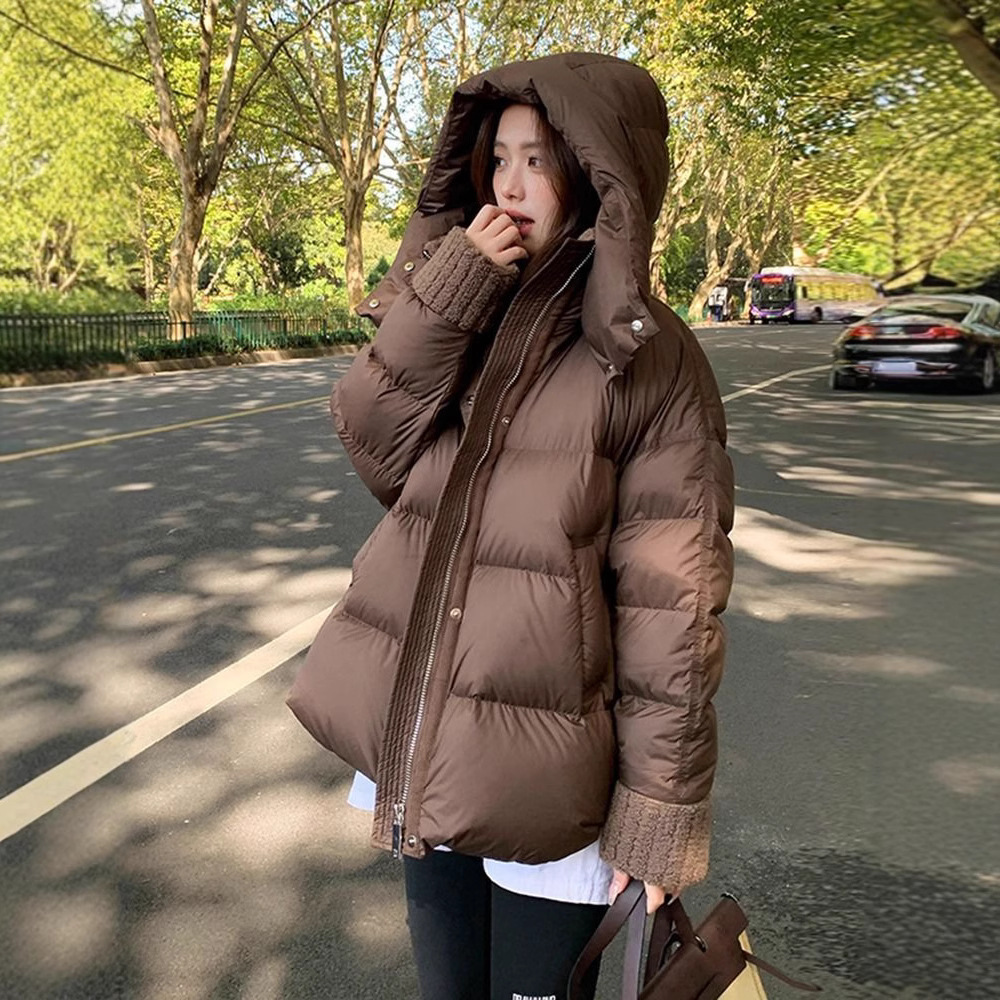 外贸美拉德服女冬季2025新款宽松羊羔毛领棉衣棉袄加厚外套