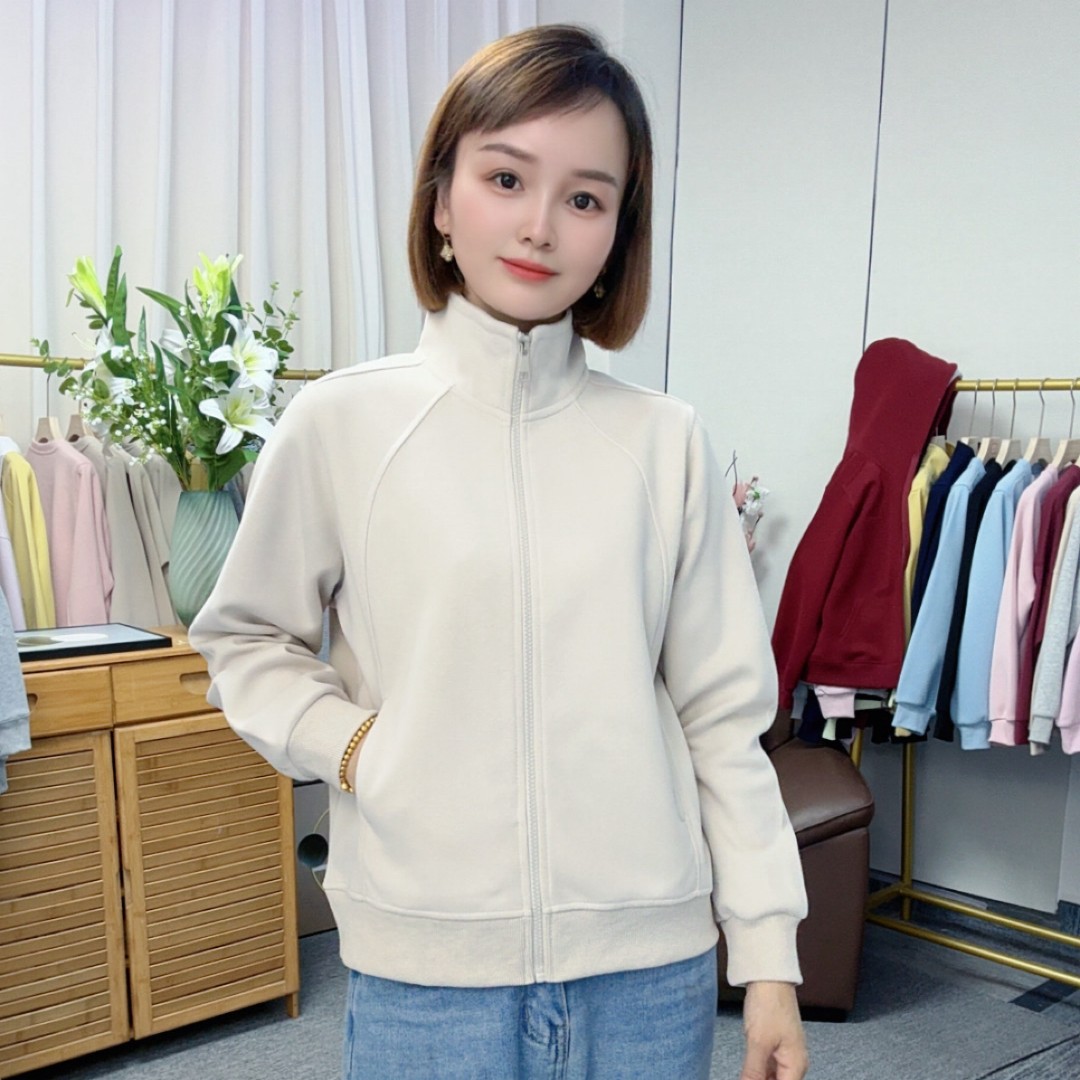 【0091正肩立领加绒/不加绒】秋冬短款百搭卫衣休闲时尚翻领衫外套